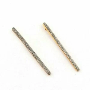 1 Pair Pave Diamond Bar Earring Diamond Earring Women Earring Studs Earring NS8. - Picture 1 of 12
