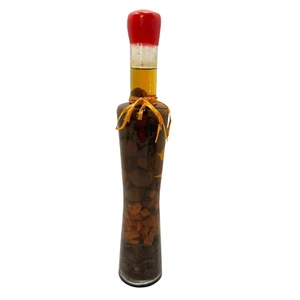 Vintage Oil Vinegar Infused Decorative Kitchen Glass Bottle 14" Olives Peppers - Picture 1 of 12