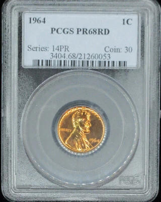 1964 1C Proof Lincoln Cent, PCGS PR68RD - Image 1 of 2