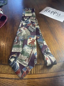 EDDIE BAUERVINTAGE POSTERS DRESS SUIT DESIGNER NECKTIE TIE FREE SHIPPING - Picture 1 of 4