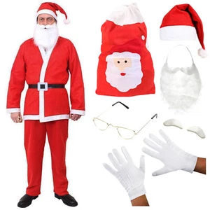 ADULT SANTA SUIT FATHER CHRISTMAS FANCY DRESS COSTUME MENS XMAS OUTFIT SANTACON - Picture 1 of 7