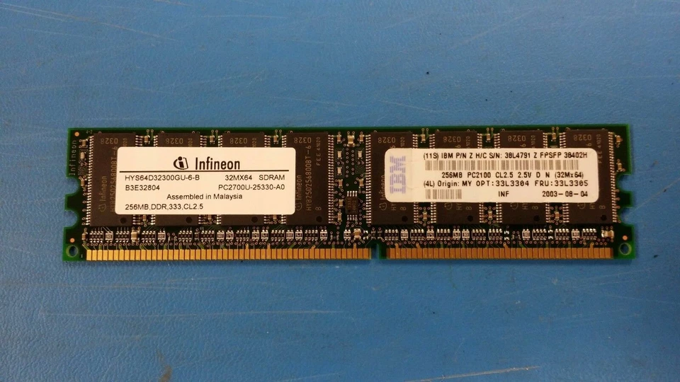(1PC) HYS64D32300GU-6-B 32MX64 DDR DRAM MODULE, 0.7ns, DMA184 256MB, CL2.5 - Image 1 of 1