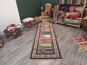 Handgefertigter Türkischer Läufer Teppich, Regenbogenfarben Vintage Türkischer Teppich, 2,6x7,2 Fuß Teppich - Bild 1 von 10