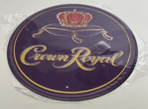 Vecchia Insegna Corona Cerchio Reale Metallo Birra Pub 30x30 Cm 12” Tonda No Marca - Foto 1 di 4