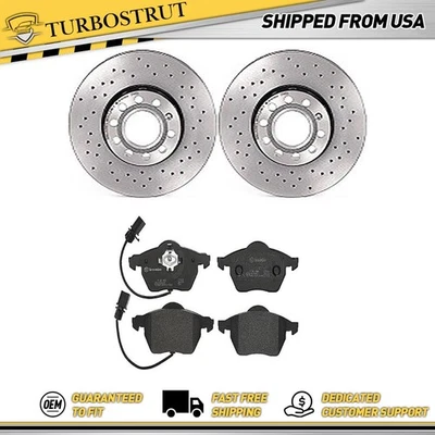 OE Brembo Prime Front Brake Rotors Brake Pads Kit For 1999-2005 Audi A4 Quattro - Image 1 of 4