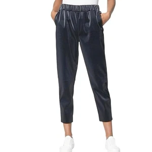 BLANKNYC Elastic Waist Vegan Faux Leather Trousers Joggers Pants SZ M Dark Gray - Picture 1 of 12