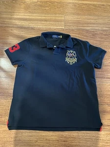 Polo Ralph Lauren Triple Pony No 3 Players Horse Racing Embroidered Rugby Shirt - Picture 1 of 8
