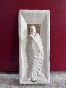 Engel Relief Gips Heilsbringer Segensbringer Hoffnung Skulptur Deko Handarbeit - Bild 1 von 7