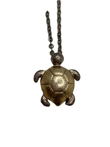 Silver Chain Necklace With Gold Turtle Pendant - Picture 1 of 5