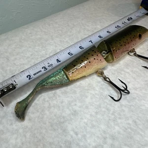 AC PLUG VINTAGE Allen Cole WOODEN Swimming Minnow 11” - Picture 1 of 10