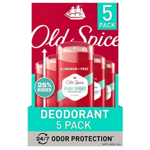 Old Spice Deodorante ad Alta Resistenza, 48 Ore Protezione, Pure Sport, 3,0 once, confezione da 5 pezzi - Foto 1 di 7