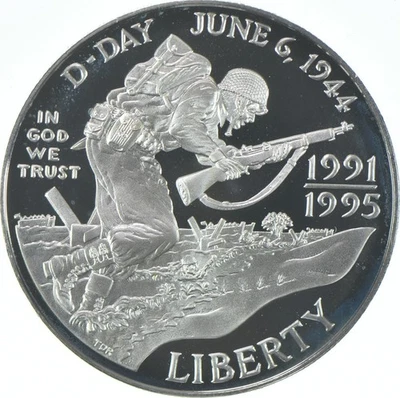 1993-W Proof WWII 1991-95 Commemorative Silver Dollar $1 *6845 - Image 1 of 3