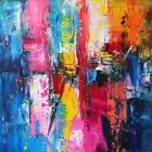 Abstract Expressionism  Oil Paint Luxury Canvas Wall Art Picture Print Colourful