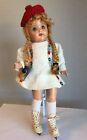 Unmarked Ice Skater Composition Doll 18"