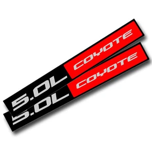 2X BLACK/RED METAL 5.0L COYOTE  ENGINE RACE MOTOR SWAP BADGE FOR TRUNK HOOD DOOR - Picture 1 of 1