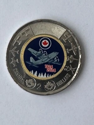 COLLECTABLE 2024 CANADA COMMEMORATIVE R.C.A.F. 100 Years $ 2 Coin - Image 1 of 2