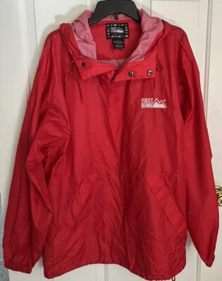 De Colección First Down Para Hombre XL Rojo Anorak Pullover Cortavientos Ligero Nylon Lluvia Foto 1 de 4