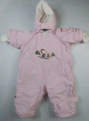 Macacão de neve infantil feminino SNOOPY & Woodstock rosa 2-4m 0-3 meses H&M - Imagem 1 de 4