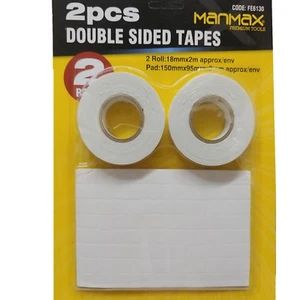 2pz Nastro biadesivo include 2 rotoli 18mmx2m e nastro tampone 150mmx95mmx2mm - Foto 1 di 1