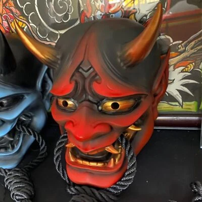 Halloween Japanese Prajna Devil Hannya Noh Kabuki Demon Oni Samurai Full MasklD - Image 1 of 4