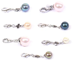 6 schöne Charms mit Südsee Muschelkern Perlen Anhänger 925er SILBER Schmuck SET - Bild 1 von 8