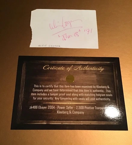 Autograph Alice Cooper Album Page Adds Comments Nice Item Coa Authentic Cover