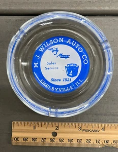 VTG M J Wilson Since 1921 Auto Co Shelbyville IL Illinois ILL Ashtray 4.25” - Picture 1 of 7