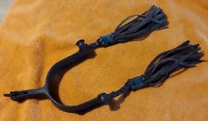 Vintage Single Spur by Bob Blackwood Marked B B Leather Fringe - Picture 1 of 8