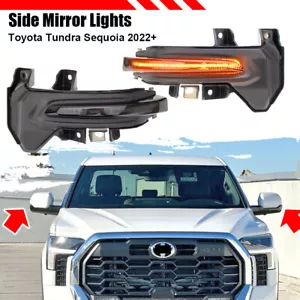 Pair Dynamic Amber LED Side Mirror Turn Signal Light For 2022-2025 Toyota Tundra - Foto 1 di 7