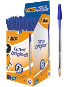 Bolígrafos BIC Cristal medianos 1,0 mm tinta azul escritura oficina escuela paquete 50 - Imagen 1 de 2