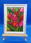 Bouquet of red tulips. Flowers summer original handmade oil painting wall art