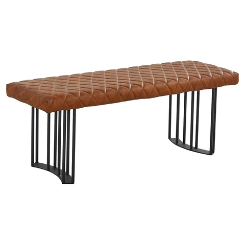 Pemberly Row Faux Leather Bench in Black and Brown Cover