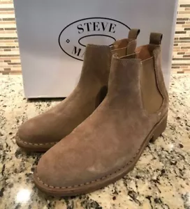 Nuovi con scatola ๐~Steve Madden Brodey stivali chelsea scamosciati talpa scarpe in pelle beige marrone 9 - Foto 1 di 12