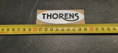 LOGO THORENS, ovale, RELIEF, PVC blanc relief noir, adhésif - Photo 1/4