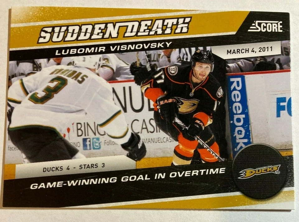 2011-12 Score Sudden Death - LUBOMIR VISNOVSKY #12 Anaheim Ducks Insert - Image 1 of 1