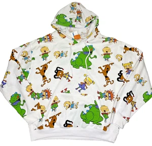 Felpa con cappuccio uomo Nickelodeon Rugrats Reptar Spike tommy chuckie susie grande nuova con etichette AOP - Foto 1 di 8