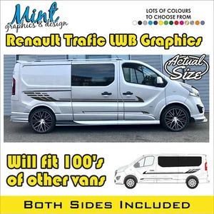 LWB RENAULT TRAFIC Cámper Calcomanías a Rayas Laterales Pegatinas Furgoneta Gráficos GRATIS P&P 036 - Imagen 1 de 4