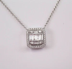 1CT Emerald Cut D/VVS1 Diamond 14K White Gold Finish Women's Pendant Necklace - Picture 1 of 4