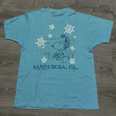 Camisa Camiseta Vintage Snoopy Para Hombre Grande Santa Rosa Azul Cacahuetes Años 70 80 Foto 1 de 4