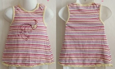 Tikaloo Achselshirt Mädchen Longshirt Motiv gestreift mehrfarbig Baumwolle Gr.74 - Bild 1 von 3