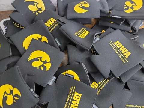 LOT/30 Iowa Hawkeyes 12oz Two Sided Can Cooler NCAA Coozie Koozie Beer Drink Cover