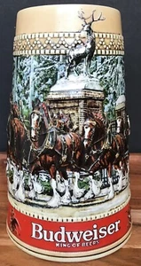 Budweiser "C" Series Clydesdales Holiday Beer Stein Mug 1987 Vintage Anheuser - Picture 1 of 5