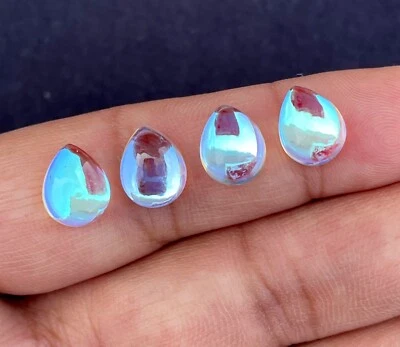 Beautiful Rainbow Mystic Quartz Smooth Pear Cabochon, 10x8 MM, 2 Pieces 7Ct. - Image 1 of 2