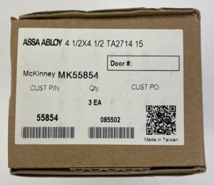 Brand New 3 Pack ASSA ABLOY McKinney MK55858 Door Hinges 4.5" x 4.5" TA2714 15 - Picture 1 of 6