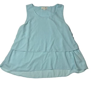 Simply Noelle Women's Tank Blouse Tiered Baby Blue Size 2X - Picture 1 of 10