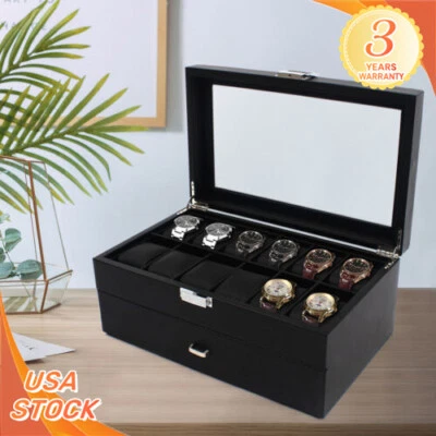 Vitrina de reloj para hombres de 24 ranuras caja organizadora de joyas grande soporte de almacenamiento de lujo Foto 1 de 4