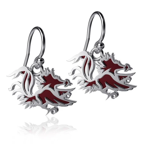 Women's Dayna Designs South Carolina Gamecocks Silver Enamel Dangle Earrings Cover