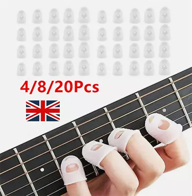 4-20Pcs Silicone Fingertip Protectors, Finger Guards, Sleeves For Guitar Bass UK - Image 1 of 4
