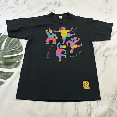 Vintage Kansas City Crown Center 1998 T-Shirt Size XL Black Colorful People Tee - Image 1 of 4