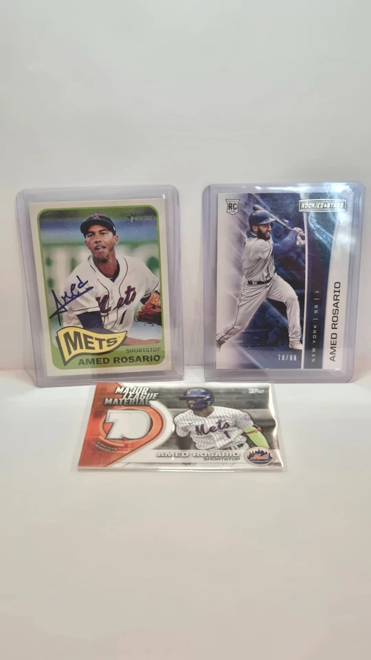 3 Card Amed Rosario Mets Lot (#'d Rookie, Auto, Patch, Relic) - Image 1 of 4